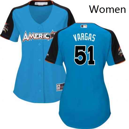 Womens Majestic Kansas City Royals 51 Jason Vargas Authentic Blue American League 2017 MLB All Star MLB Jersey